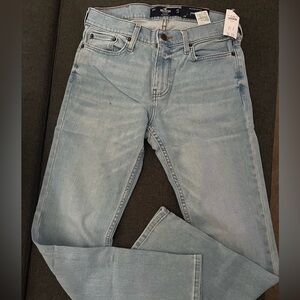 Hollister Men's Denim Straight Jeans - Light Blue